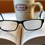 book glasses mug